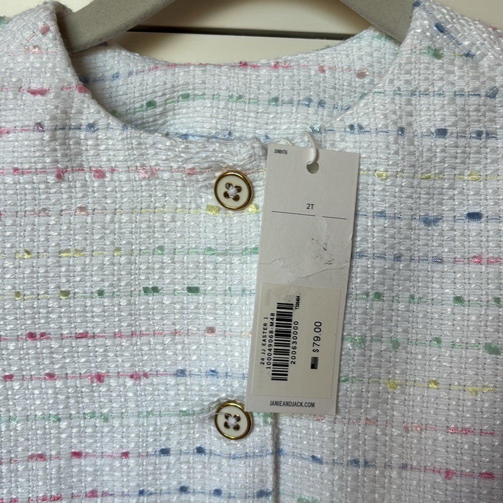 NWT Janie and Jack Toddler Girl Tweed Peplum Jacket - Size 2T - Picture 5 of 11